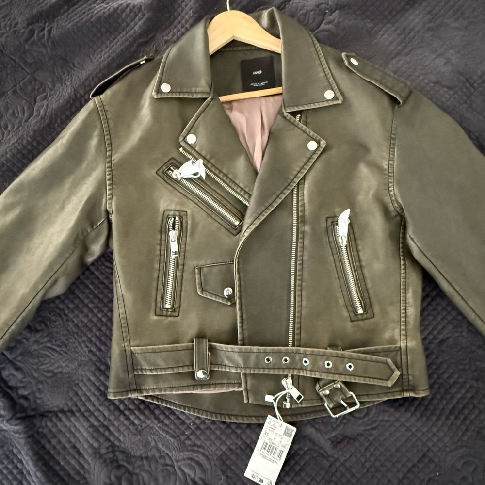 Mango Kids Olive Biker Jacket